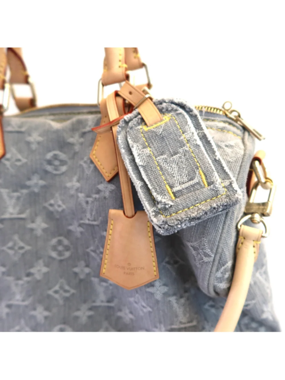 LOUIS VUITTON Washed Grey Denim Soft Speedy 30